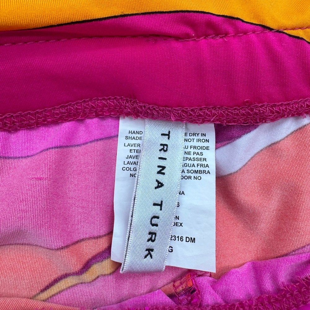 Trina Turk Vivid Vista Pink and Orange Wide Leg Cover up Pants, Size XL - Picture 8 of 12
